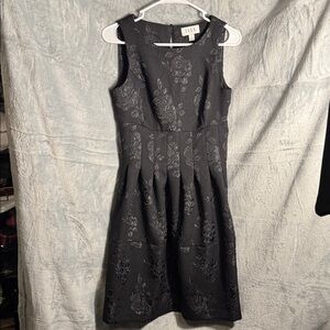 Elle dress women size 4‎ black Floral Midi Dress formal textured flowers